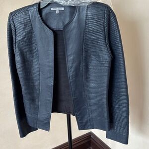 Anne Klein dark navy Women's lamb leather Jacket